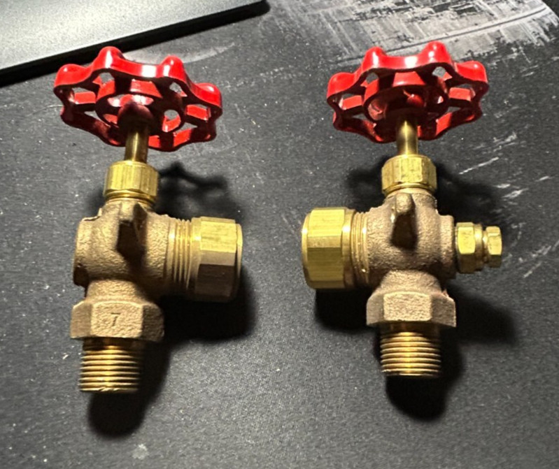 2 Ernst Flow Water Gauge Bronze Valves.1/2" Male Pipe Thread