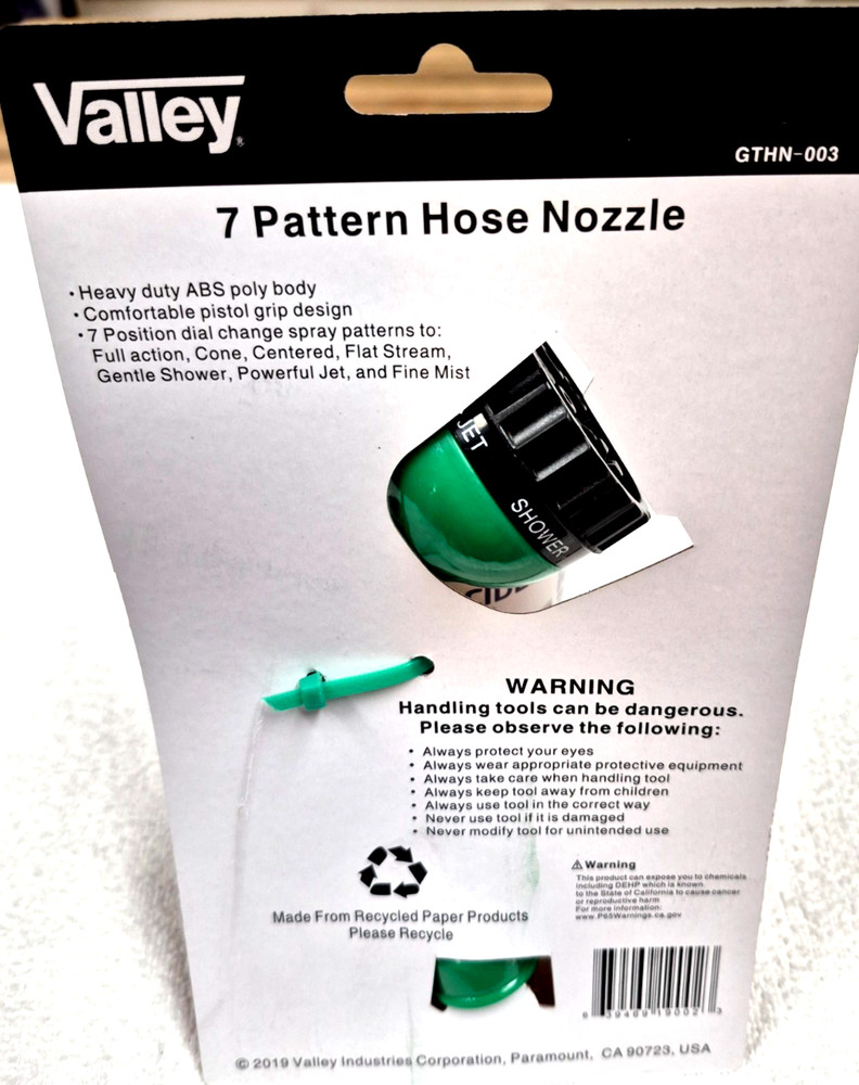 7 PATTERN HOSE NOZZLE HEAVY DUTY ABS POLY BODY