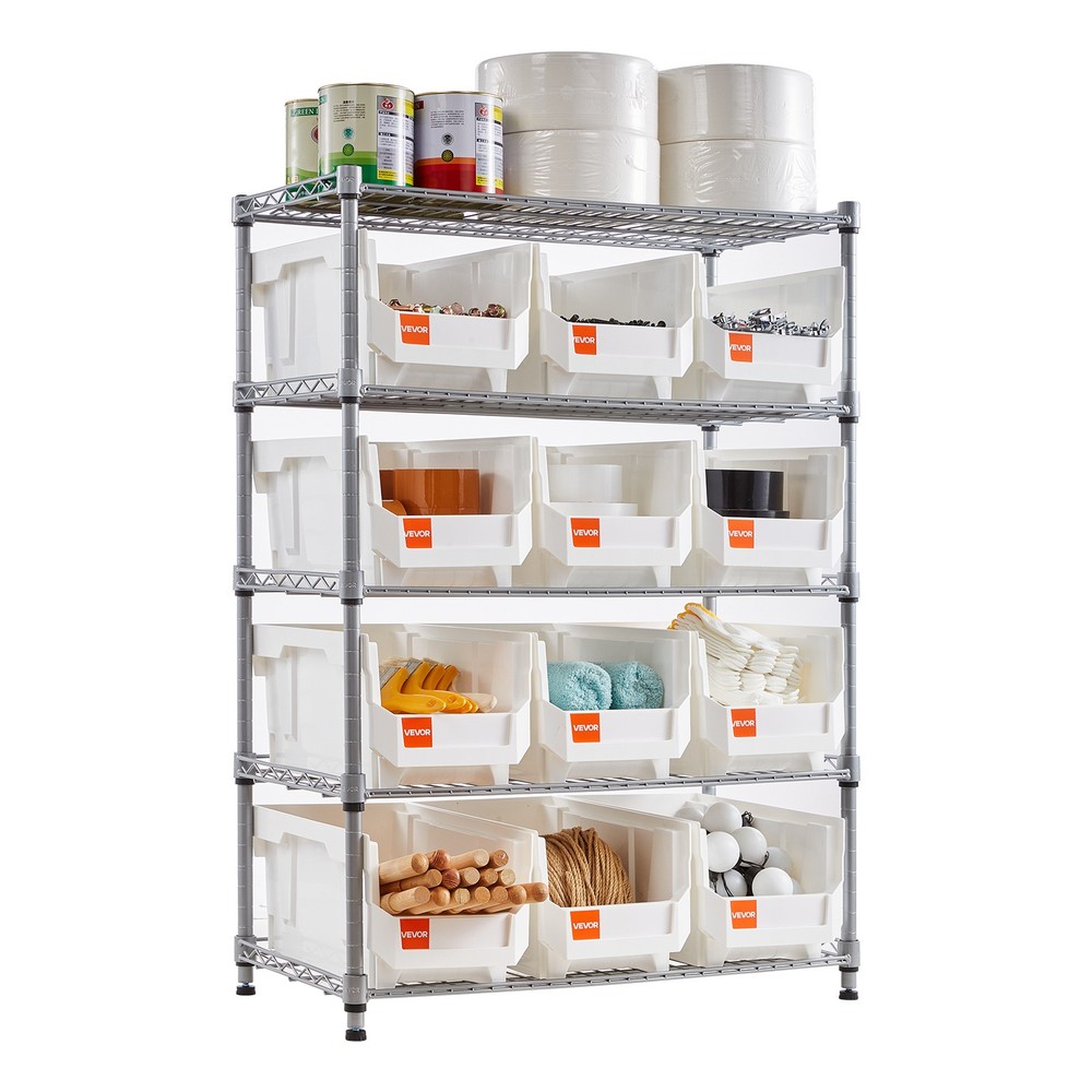 VEVOR Rolling Bin Storage Rack 5-Tier Bin Rack Storage System with 12 Bins