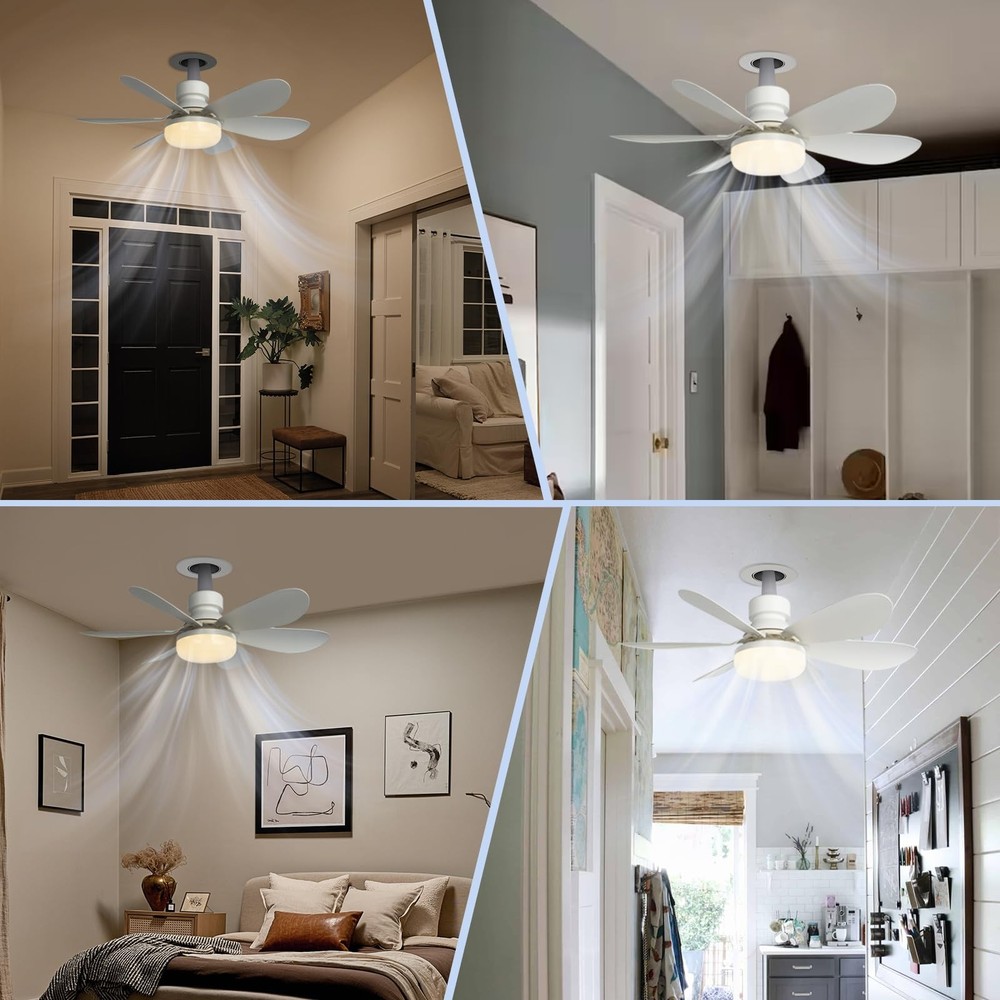 Dimmable Socket Fan Light, 20.5IN Remote Control Combo for Garage, Kitchen, Room