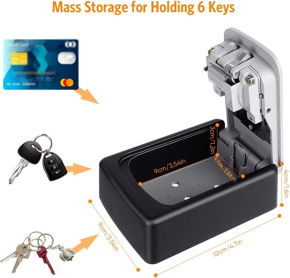 Durable Portable Key Lock Box - Wall-Mounted 4-Digit Security Box for 5 Keys