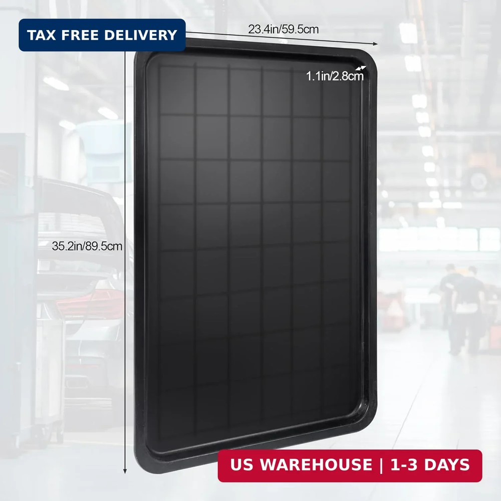 3pc Black Plastic Rectangular Stackable Automotive Drip Pans, 35.2 x 23.4 Inches