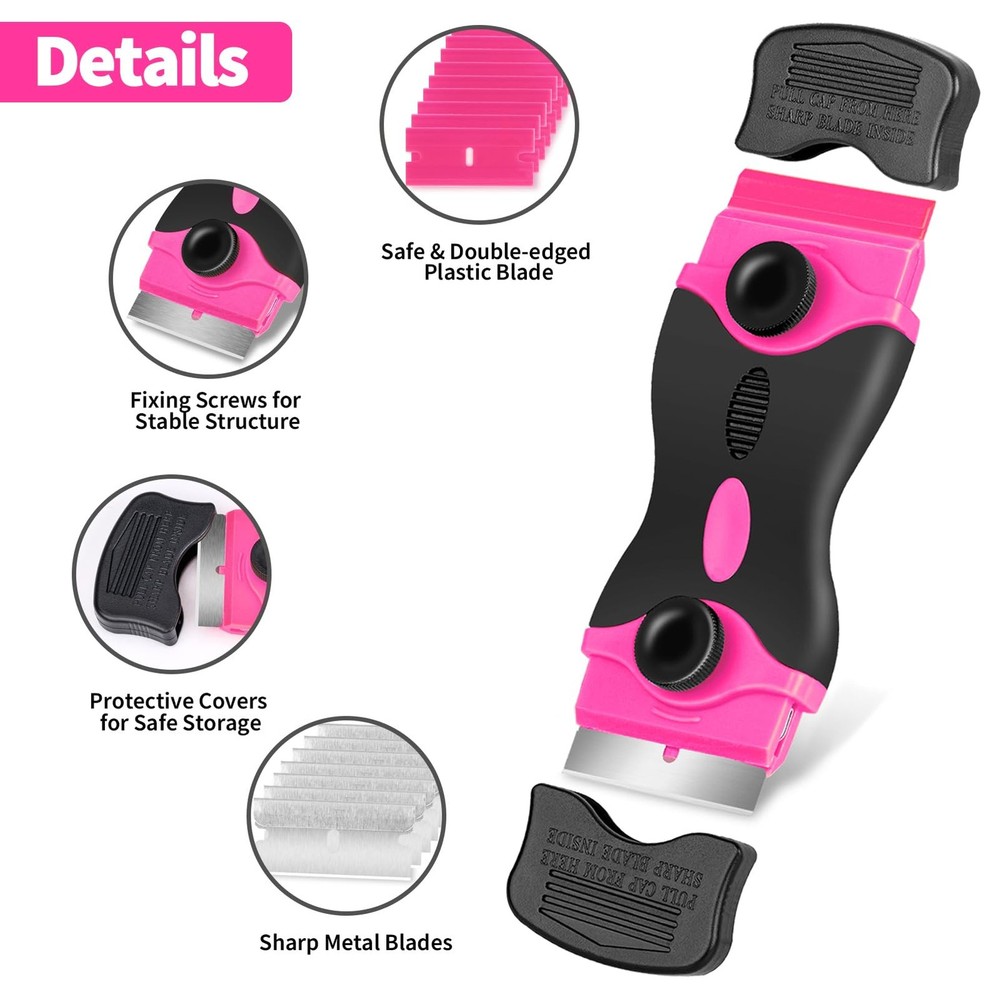 Razor Blade Scraper Tool Kit Razor Scraper & 20Pcs Extra Blades, Plastic Pai...