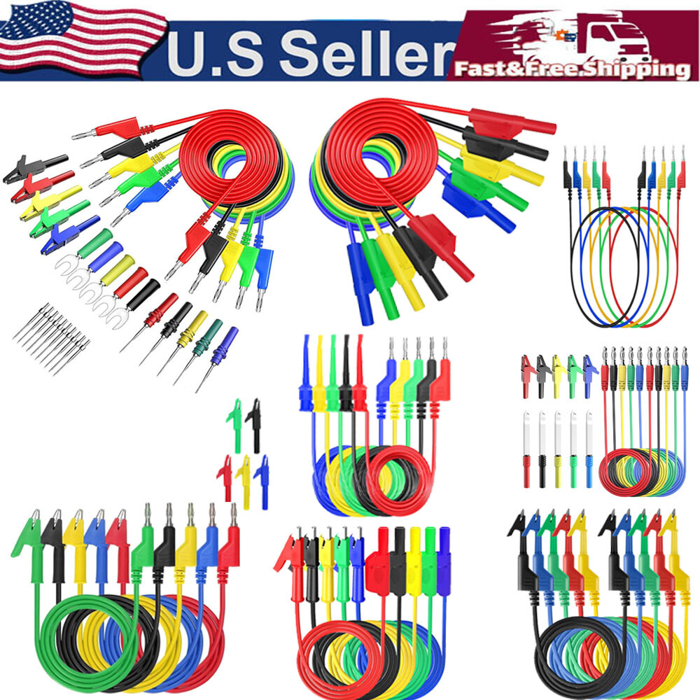 3.3FT 4mm Stackable Banana Plug Test Lead Kit & Alligator Clip & Back Probe HOT