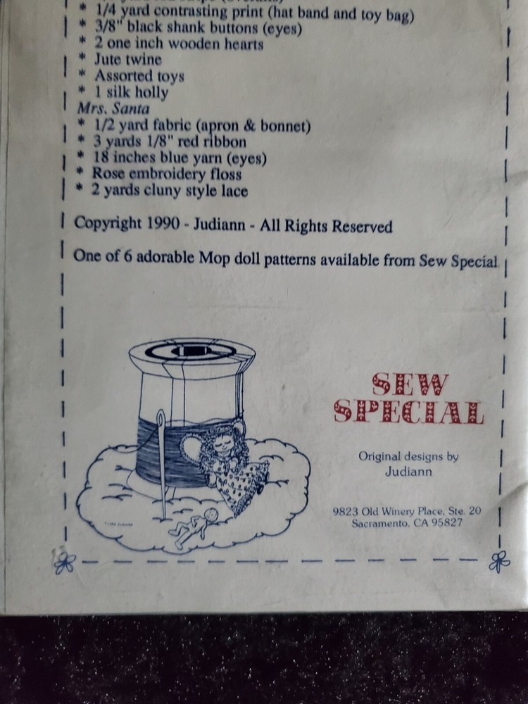 Sew Special "Mops Be-Claus" Mop Family Dolly Pattern
