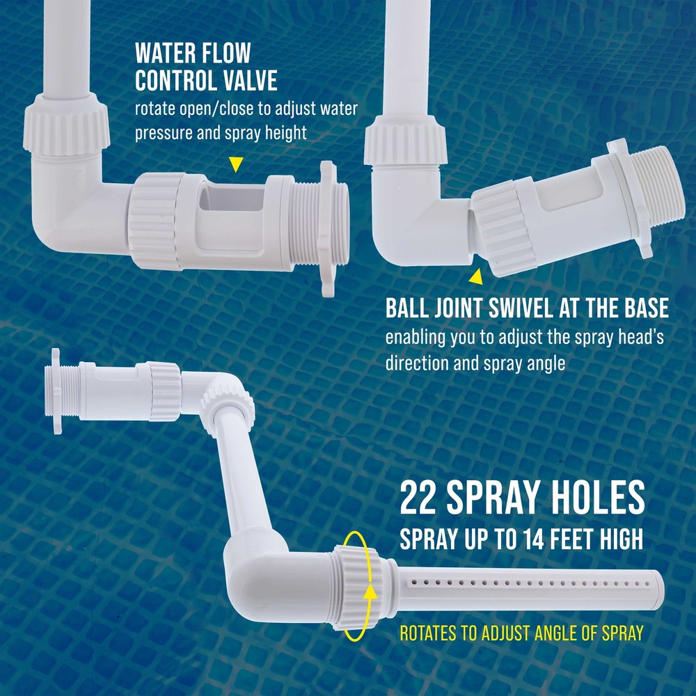 U.S. Pool Supply Waterfall Spray Fountain - Adjustable Direction, Angle, Height