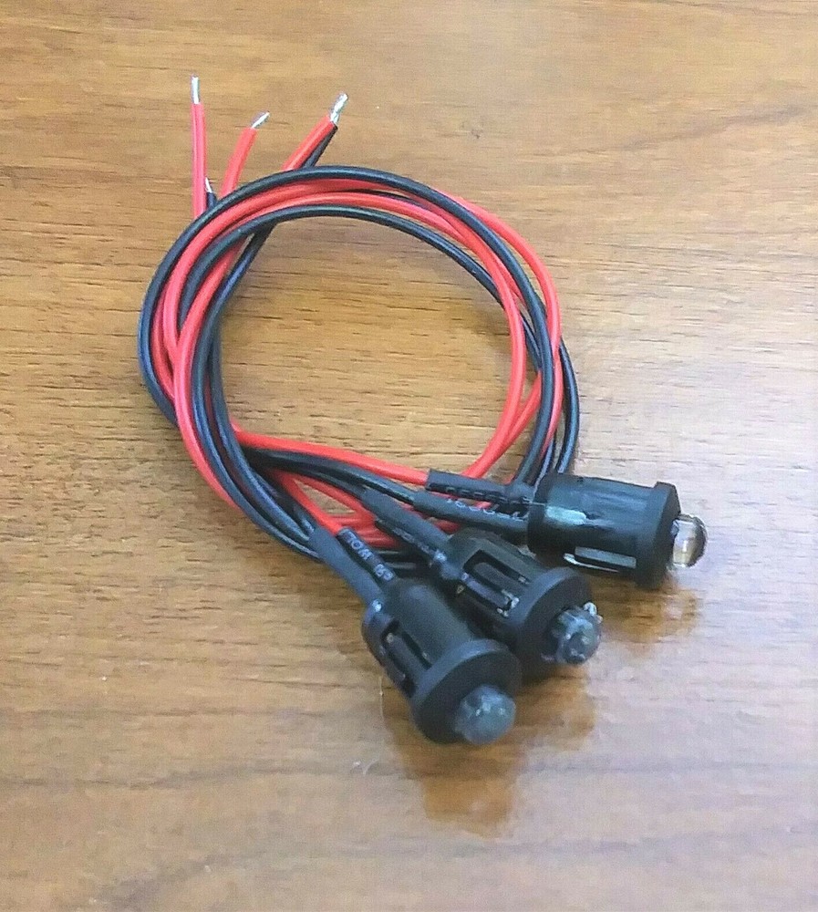 3 Bright BBT 12 volt DC Blue LED 3/8" Snap-In Indicator Lights