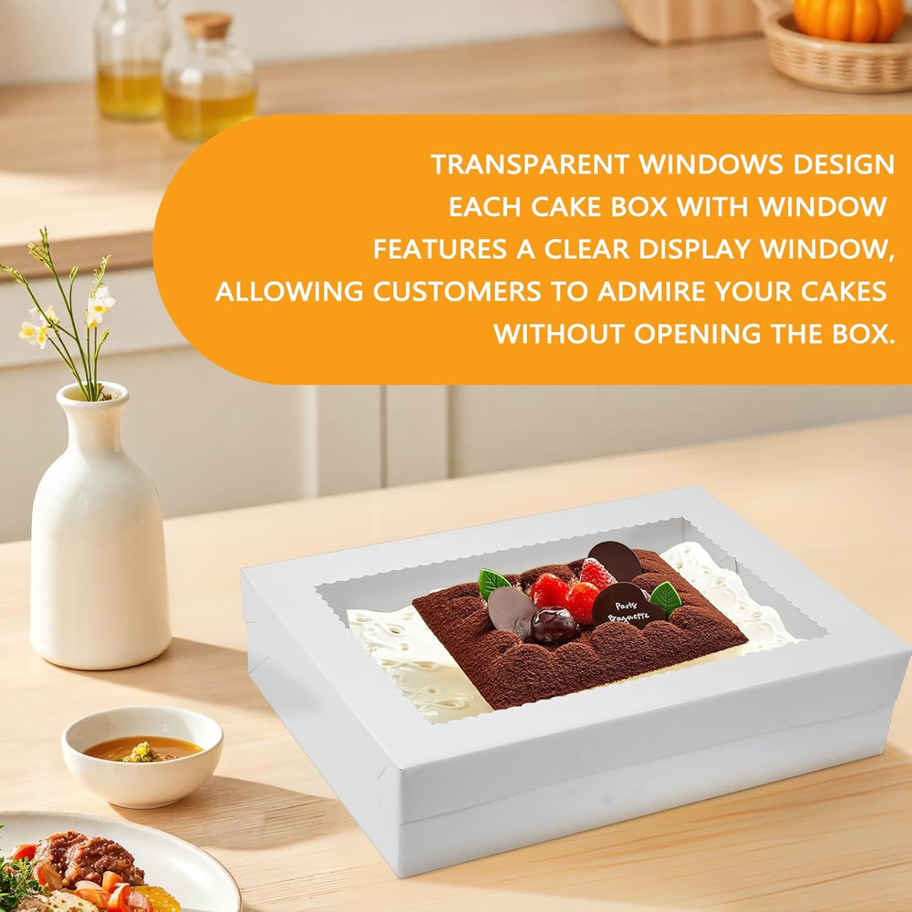 6-Pack White Bakery Boxes with Window for Cakes, Cupcakes, and Pastries