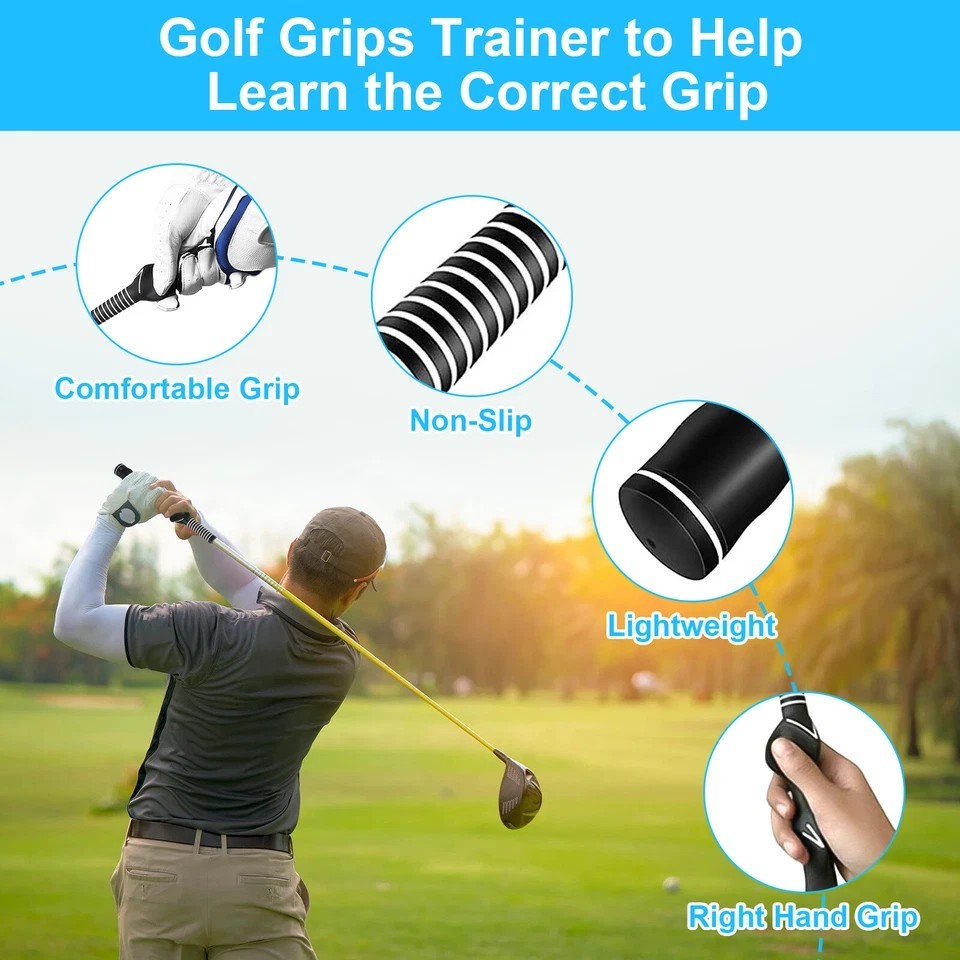 2PCS Right-Hand Golf Swing Training Grip Aid Standard Teaching Warm Up Trainer