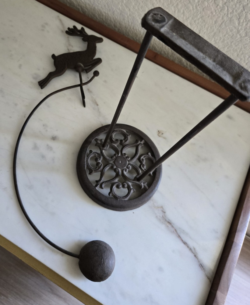 VTG Cast Iron Rustic Reindeer Balancing Pendulum - 18"