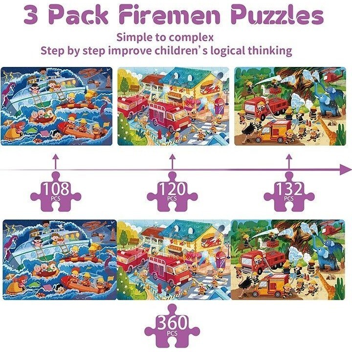 Weiff 3 Pack Jigsaw Puzzles for Kids, Age: 4+