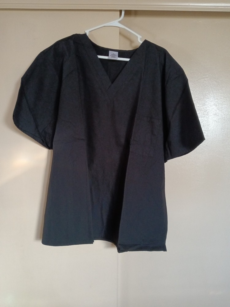 Medical Uniform Top Black Polyester/Cotton Size 2X