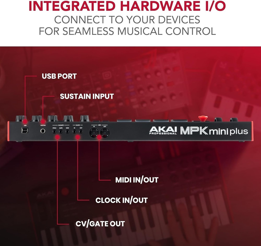 Versatile MPK Mini Plus MIDI Controller - 37 Keys, 8 Pads, Built-in Sequencer
