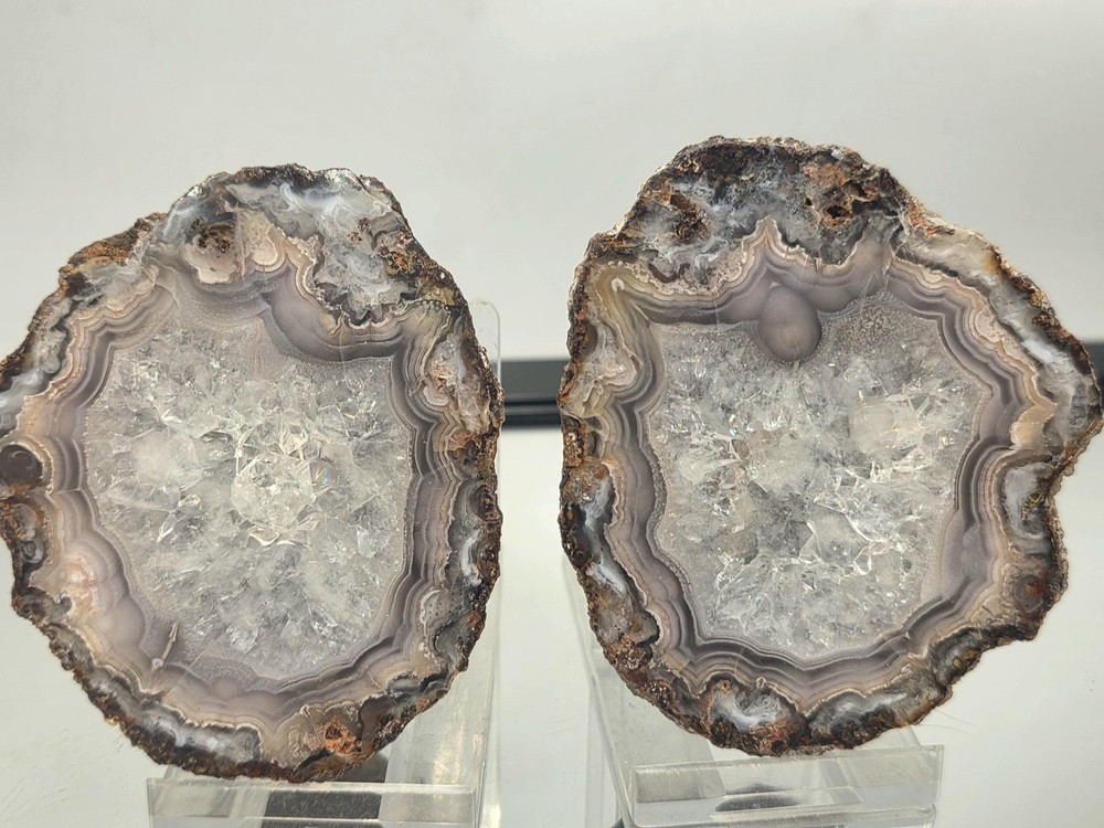 Mexican Agate Crystal Pair Banded Polished (#8)