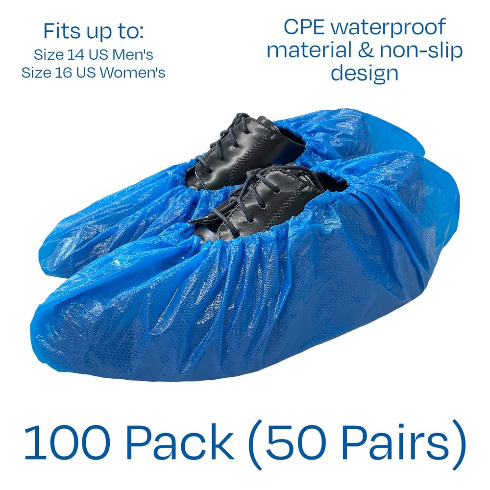 Buena Goods 100 Pack Extra Large Disposable Blue Boot and Large,