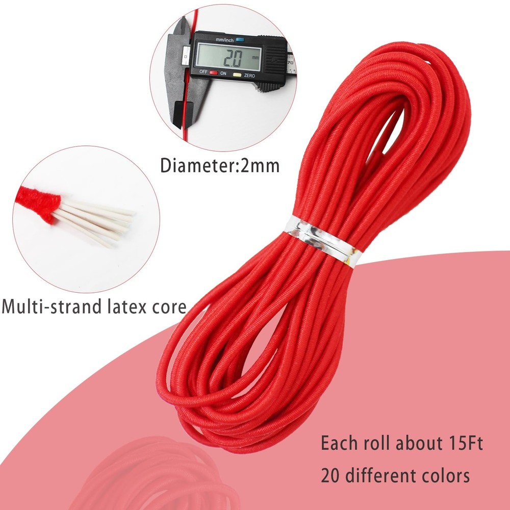 Assorted Elastic Beaded Cords 2mm 2/25 inch 300ft Elastic Bracelet String for...