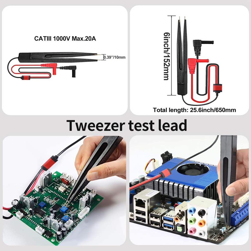 Electrical Multimeter Test Lead Kit with Soft Case Test Hook for Di