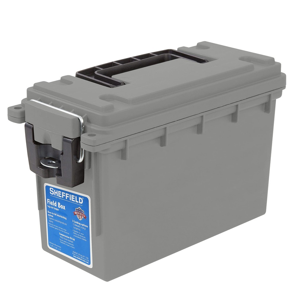 Sheffield 12628 Ammo Storage Box, Stackable .30 Cal Field Boxes, Water and Du...