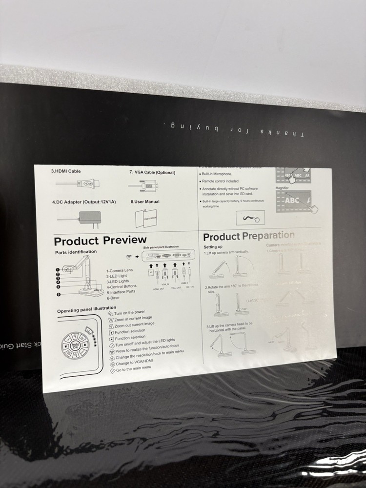 JOYUSING WiFi/USB/VGA/HDMI Four Mode 8MP Wireless Document Camera