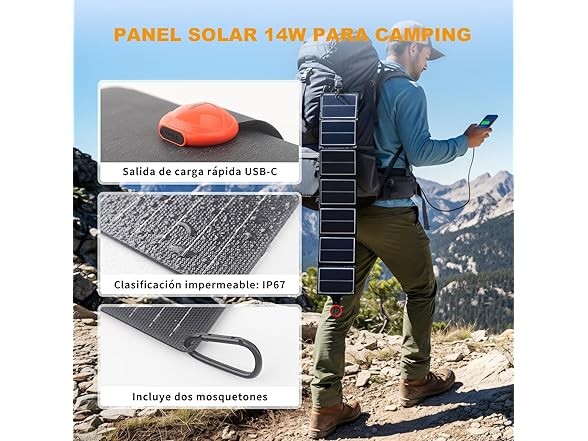 EYONGPV 14W Portable Solar Panel USB-C Output