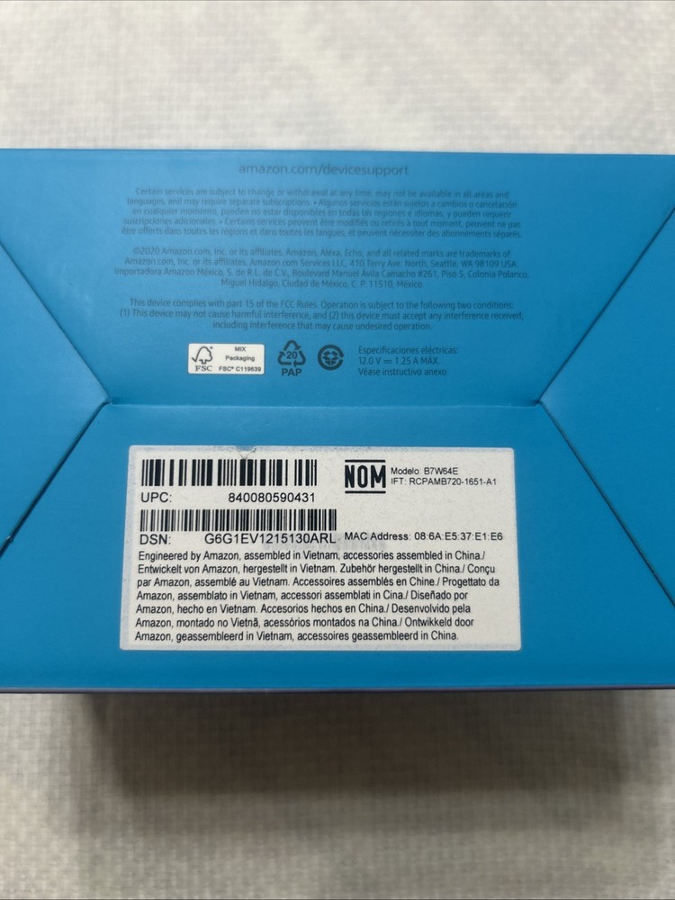 2020 Amazon Echo Dot 4th Generation Smart speaker with Alexa B7W64E