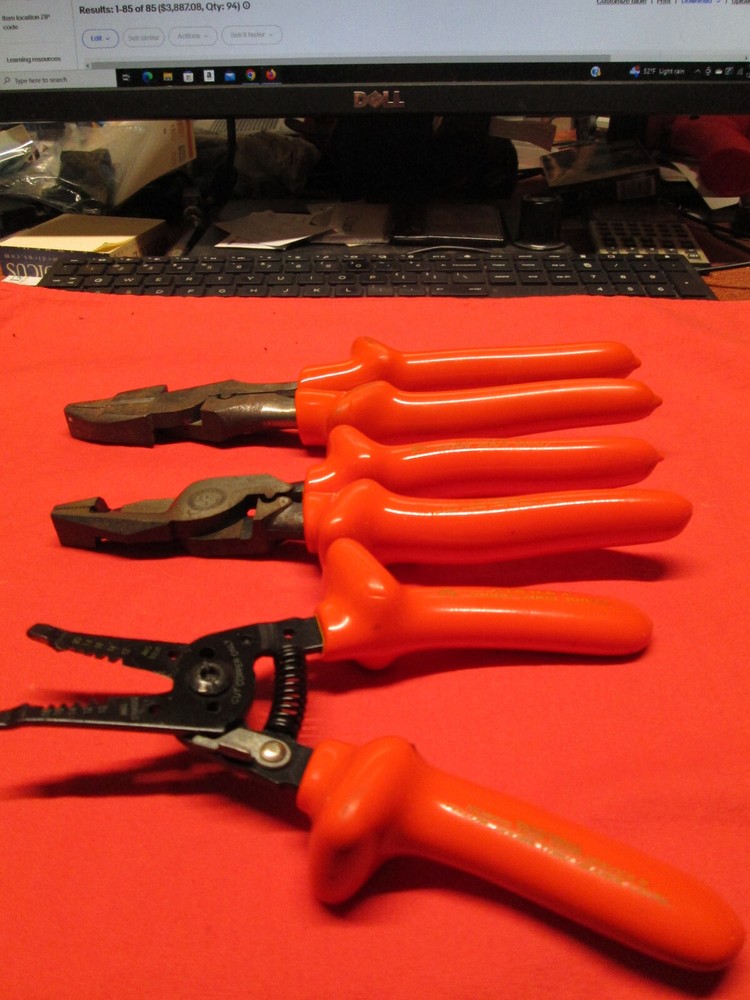 1000 VOLT HIGH VOLTAGE PLIER SET, SPECIALTY TOOLS, KLIENS, SIDE CUTS, STRIPPERS