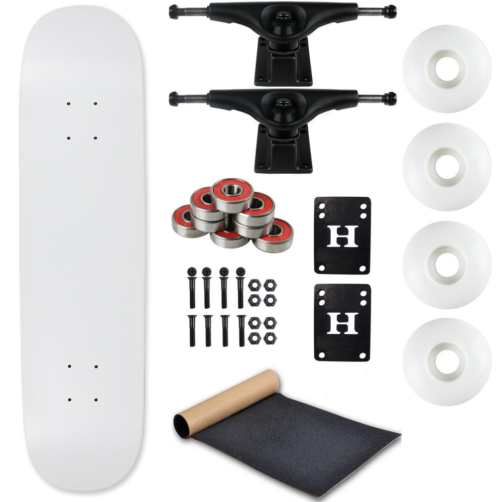 Moose Complete Skateboard Dip White 7.5" With Black Trucks and White Wheels