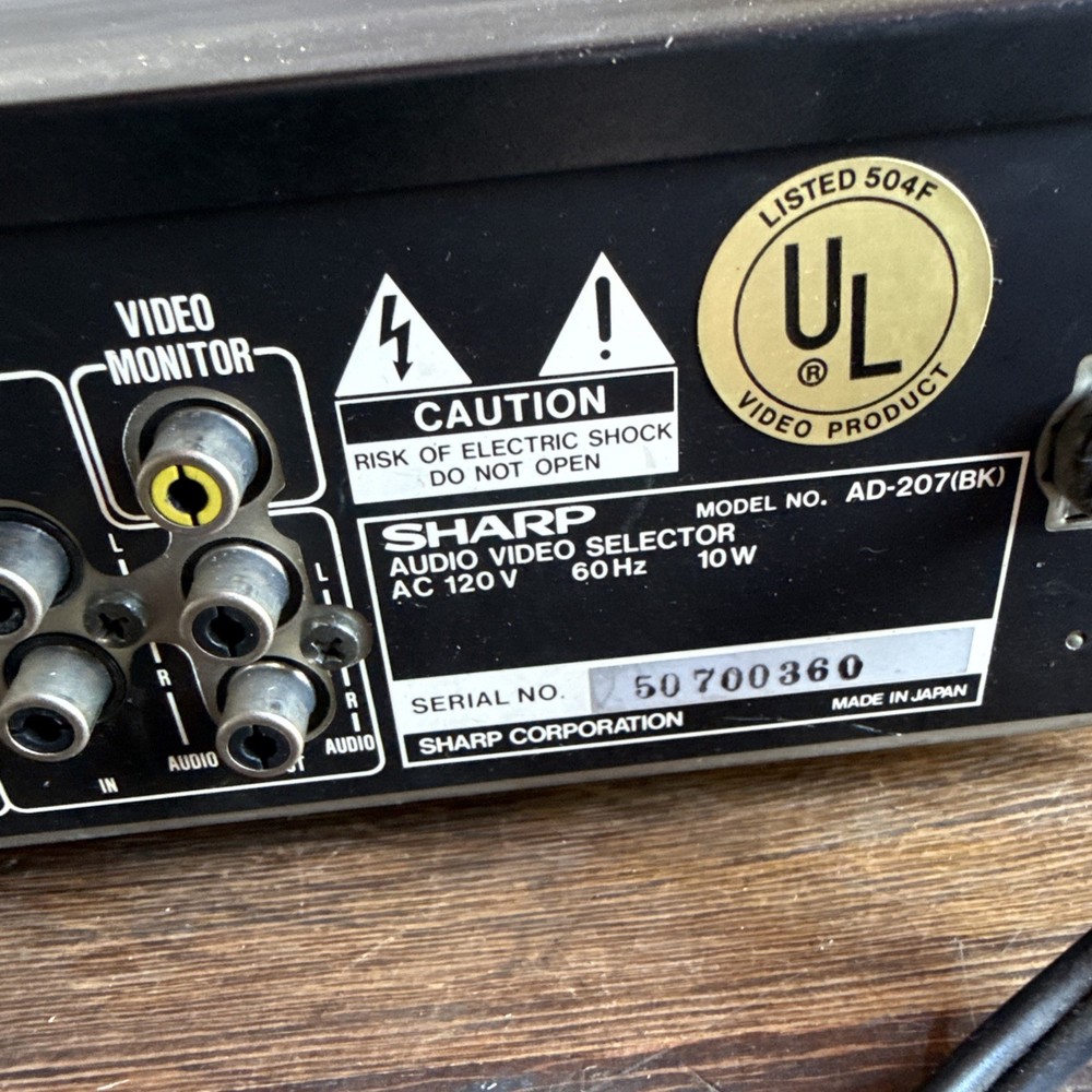 Vintage Sharp Audio Video Selector AD-207 Power Tested Only