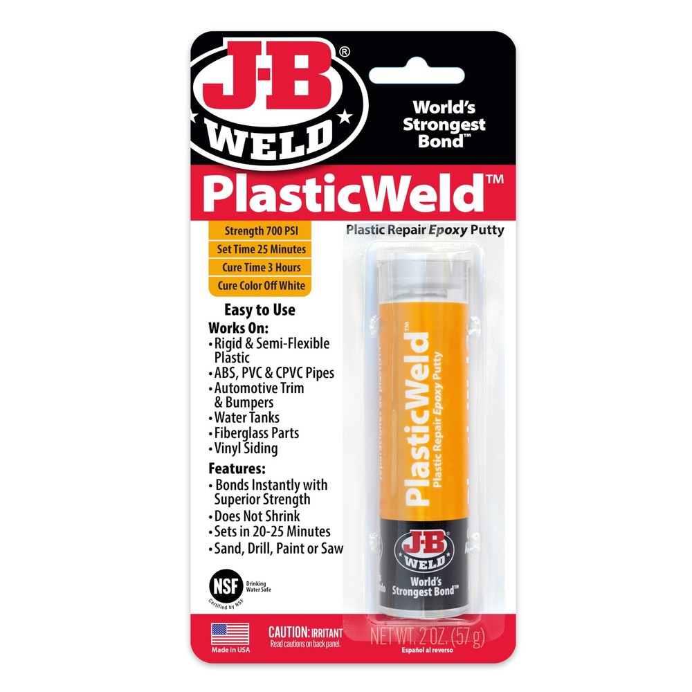 J-B Weld 8237 PlasticWeld Plastic Repair Epoxy Putty - 2 oz. 2 oz, Off-White