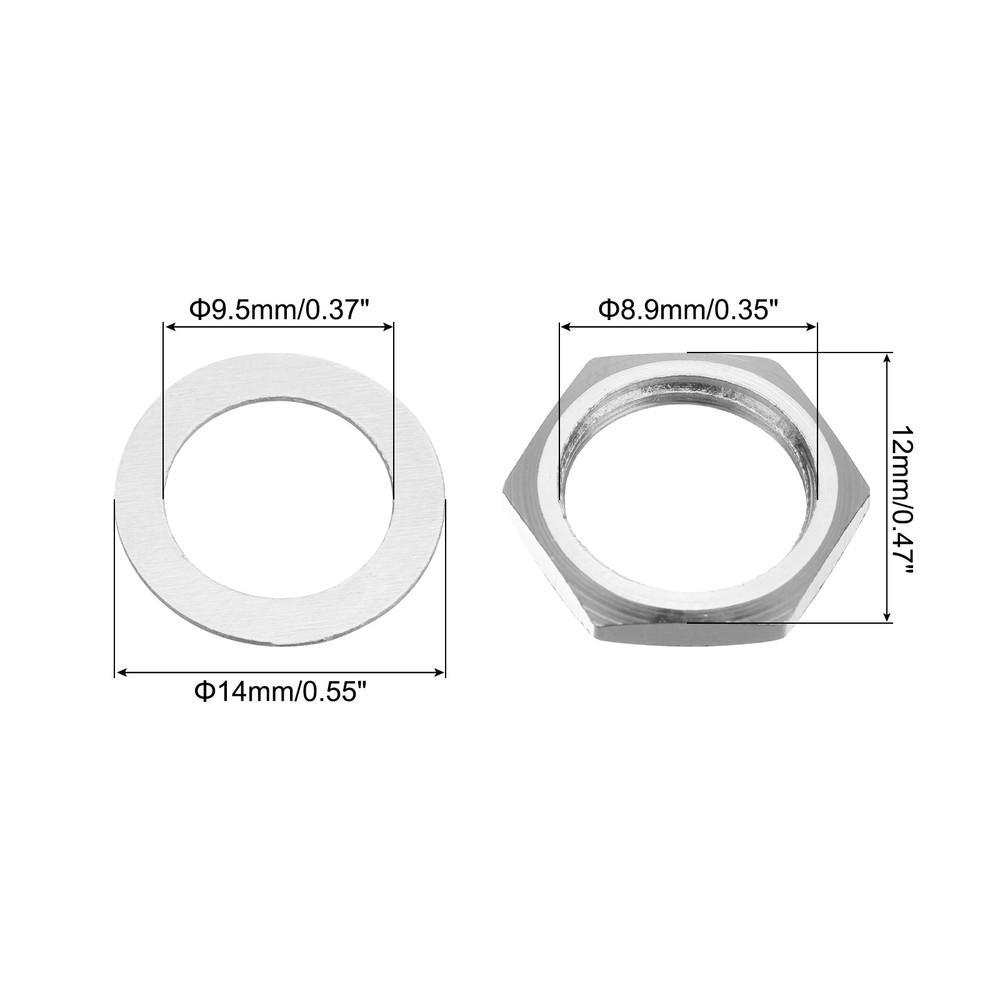 3Set Guitar Nuts and Washers 3/8" Guitar Input Output Jack Socket Silver