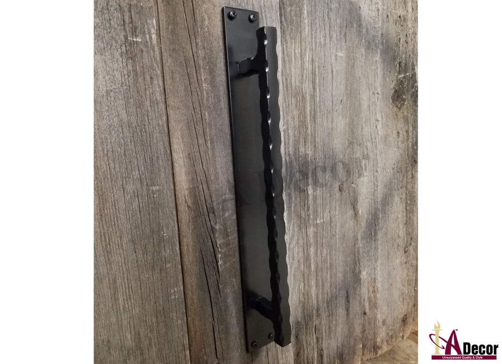 Black Barn Door Handle - Scalloped Barn Handle - Gate Handle - Bar Handle -Steel