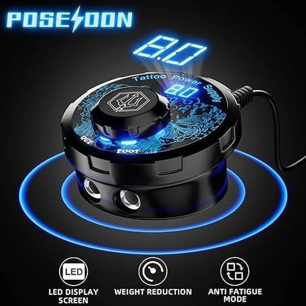 POSEIDON Black Quantum Rotary Tattoo Pen Kit TK038, Complete Kit!