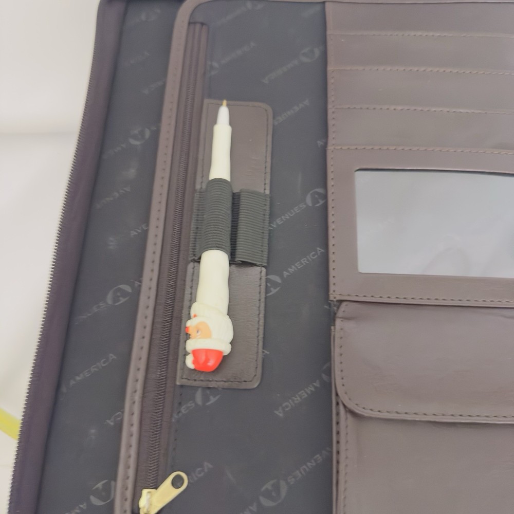 Leather Document Holder Paper Organizer Brief Case Portfolio Carry Handle- Nice!