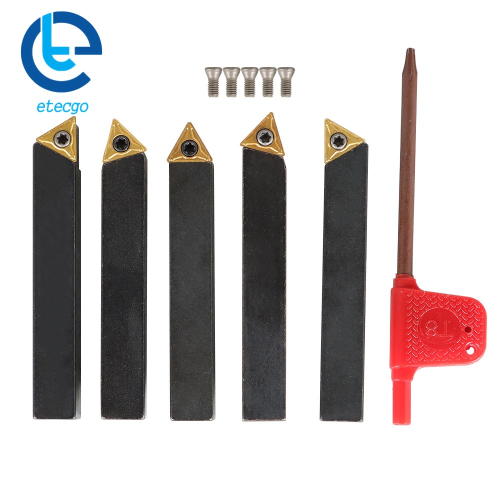 5Pcs Indexable Carbide Insert Turning Tooling Bit Holder 3/8" Set For Lathe US