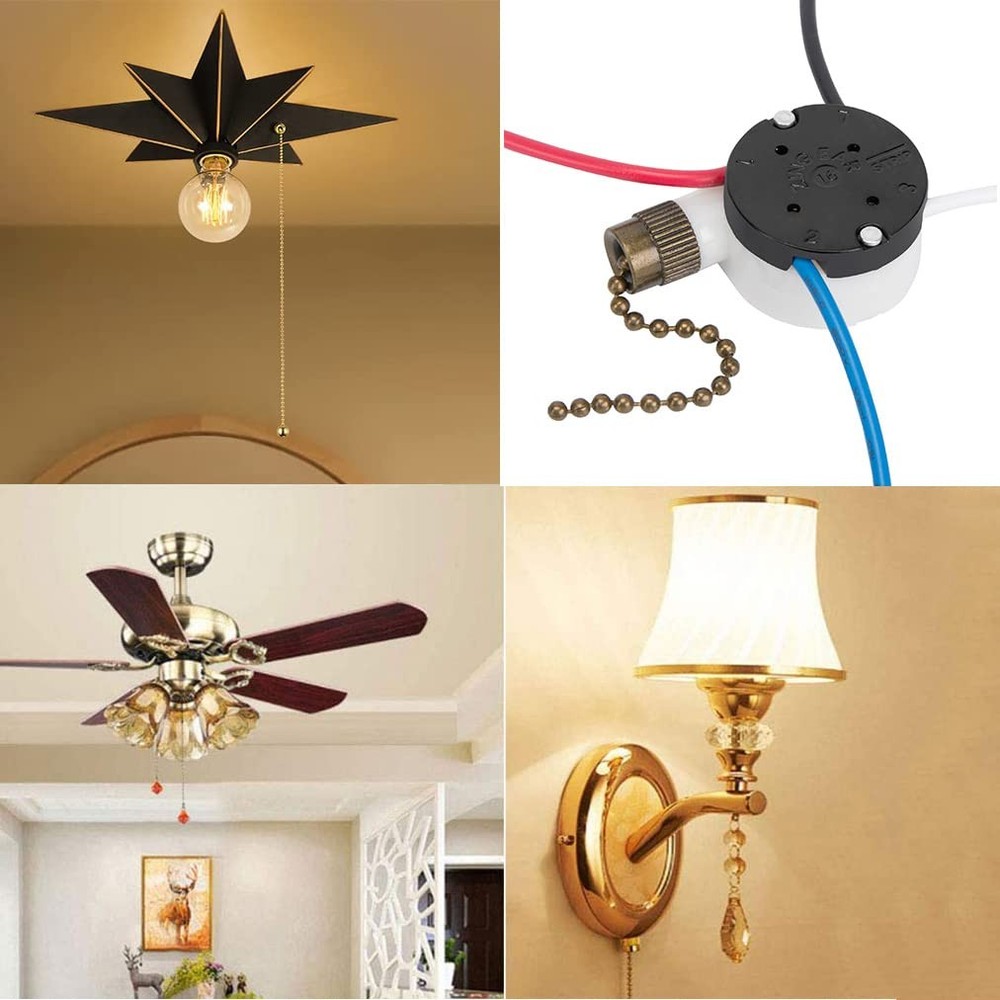 Ceiling Fan Switch Zing Ear ZE-208s E89885 3 Speed 4 Wire 1 Piece, Bronze