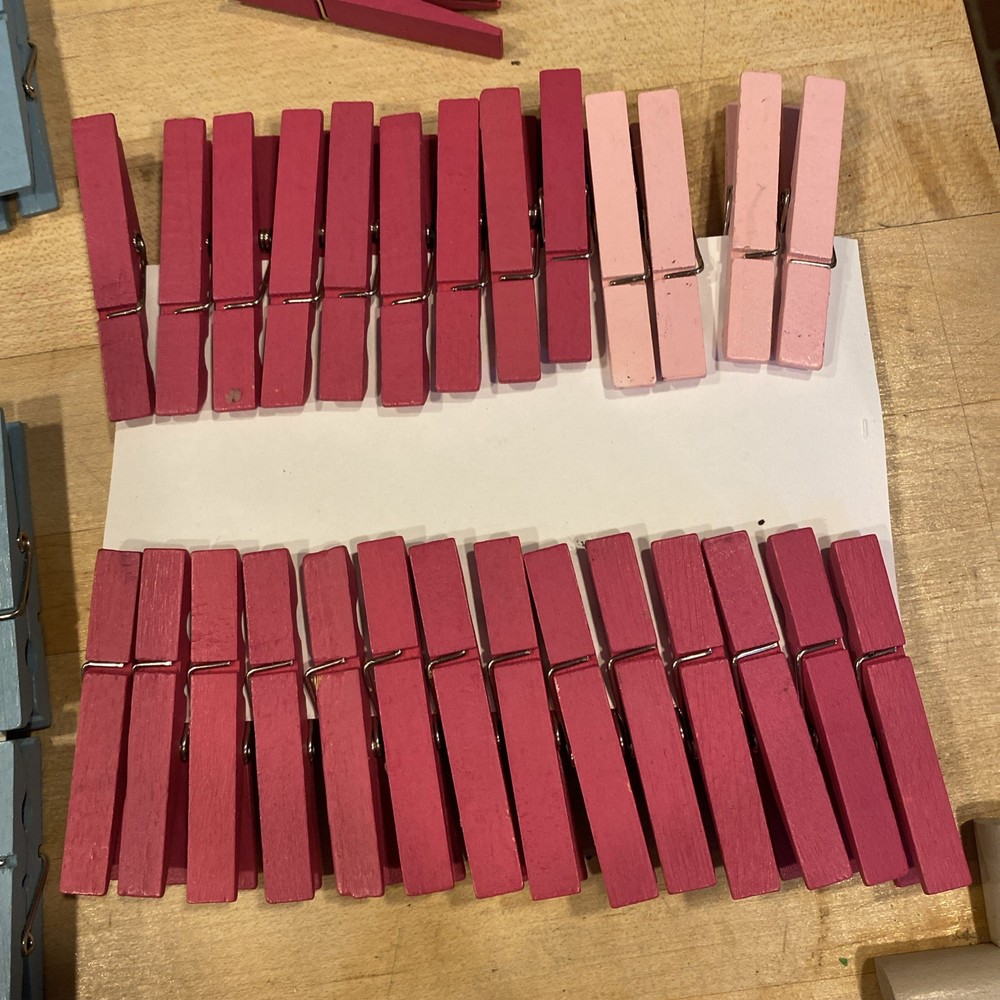 Clothespins In Blue And Deep Pink