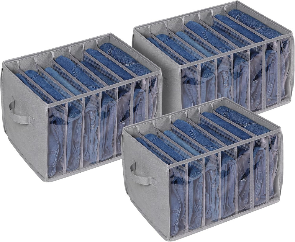 Upgraded Wardrobe Clothes Organizer with Support Board Clear Pants Organizer Bin