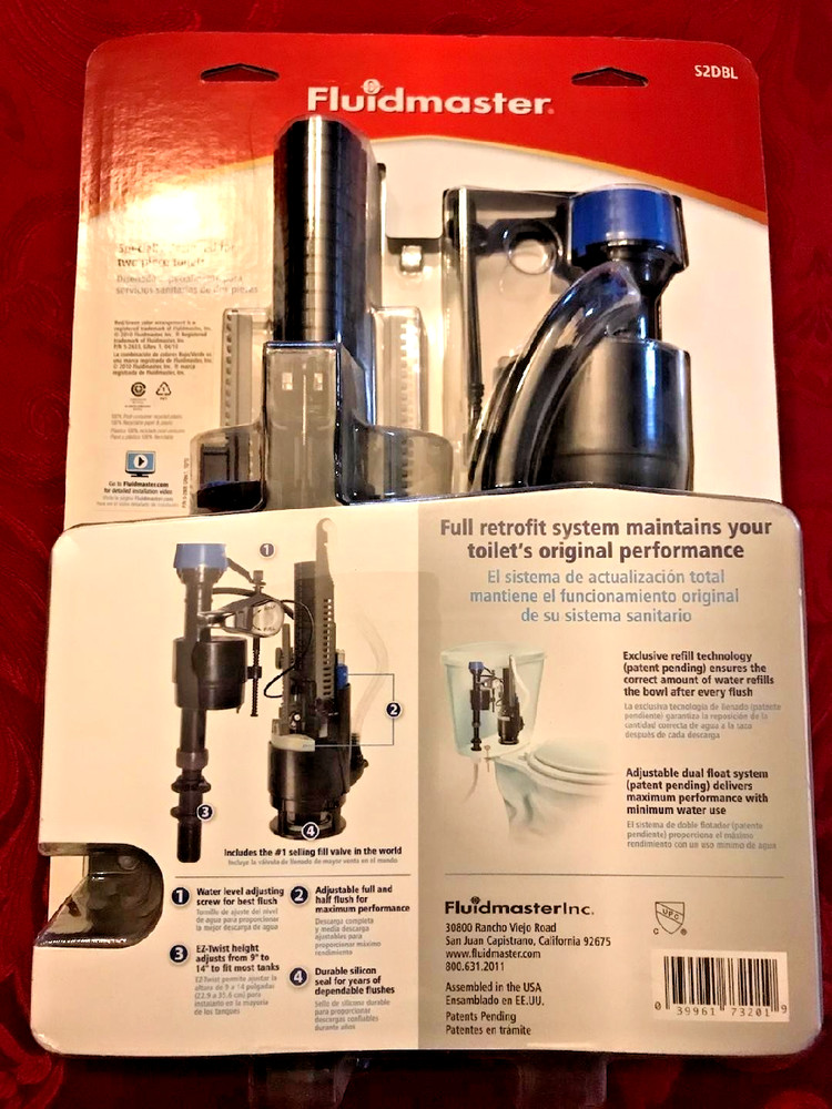 Fluidmaster Water Saving Dual Flush Toilet System / Kit - S2DBL
