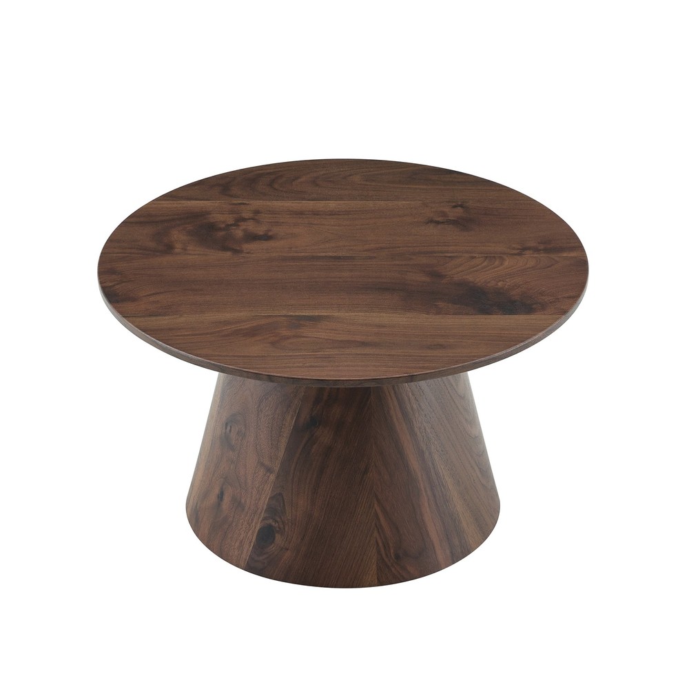 Walnut wood grain medium density fiberboard circular coffee table - diameter 2