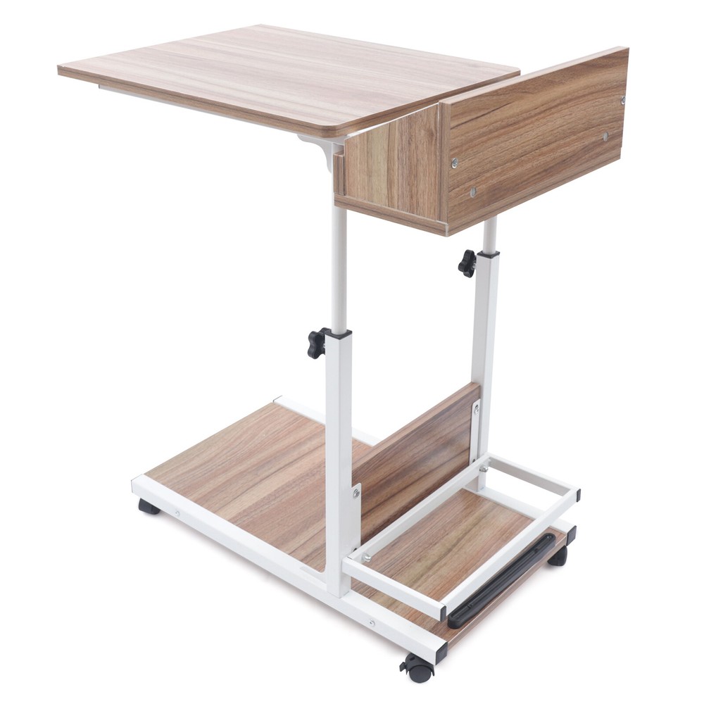 Height Adjustable Laptop Desk Rolling Bedside Table Computer Over Bed Standing