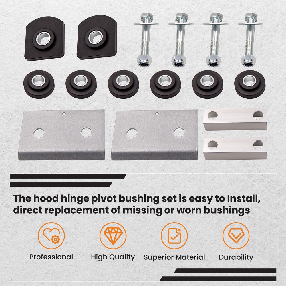 Hood Hinge Pivot Bushing & Mounting Bolt Complete Set For Peterbilt 379