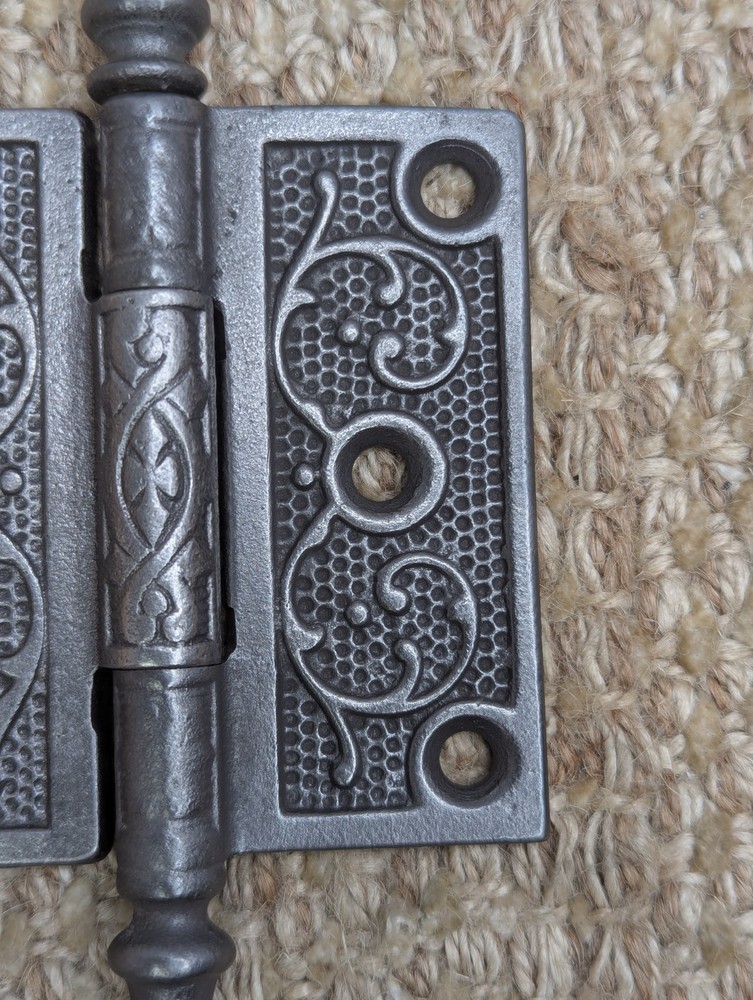 3" x 3" Antique Decorative Cast Iron Steeple Tip Hinge