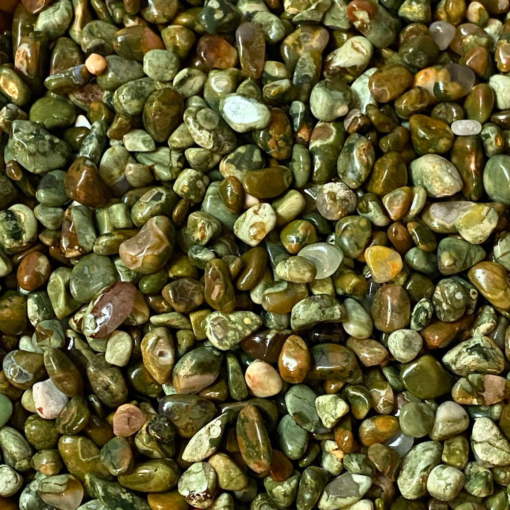 Rainforest Jasper Tumbled Gemstone Chips, Mini Stones 4-8mm Wholesale Bulk