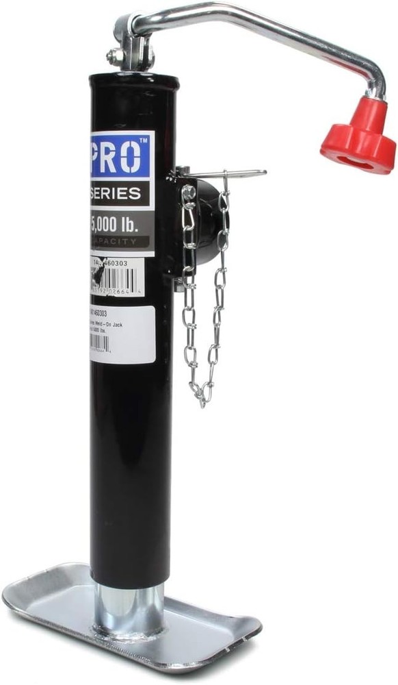 Durable Weld-On Jack for Trailers, 5000 lb Capacity, Black Iron Construction