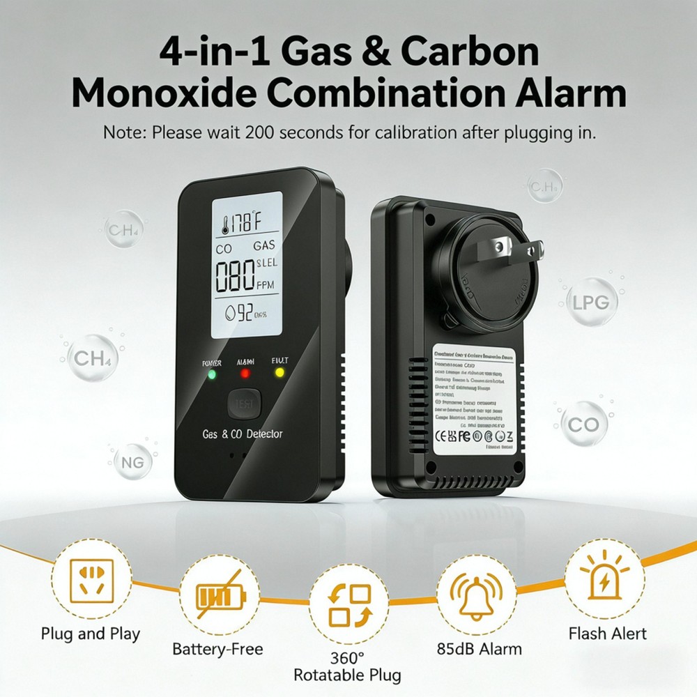 Steadfast haven co detector, 4-in-1 Detector with HD Screen, Home, Apartment
