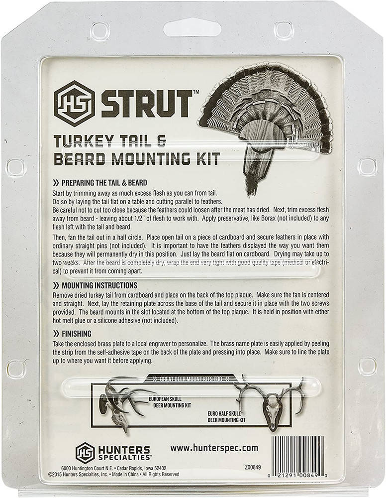 Strut Turkey Tail & Beard Mounting Kit - Durable Easy to Assemble Trophy Mount K