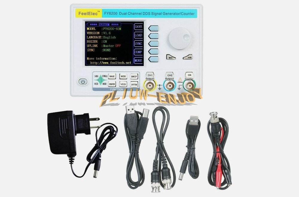 FeelElec FY6200 20MHz 3.2" LCD DDS 2CH Signal Source Generator Frequency Counter
