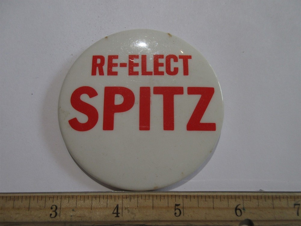 Re-Elect Spitz vintage Political Button 3"