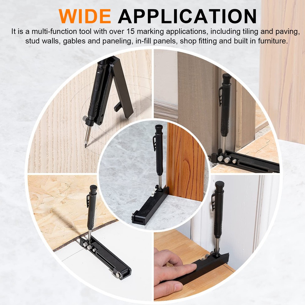 Adjustable Multifunction Scribing Tool DIY Woodworking Measuring Scribe Pencil
