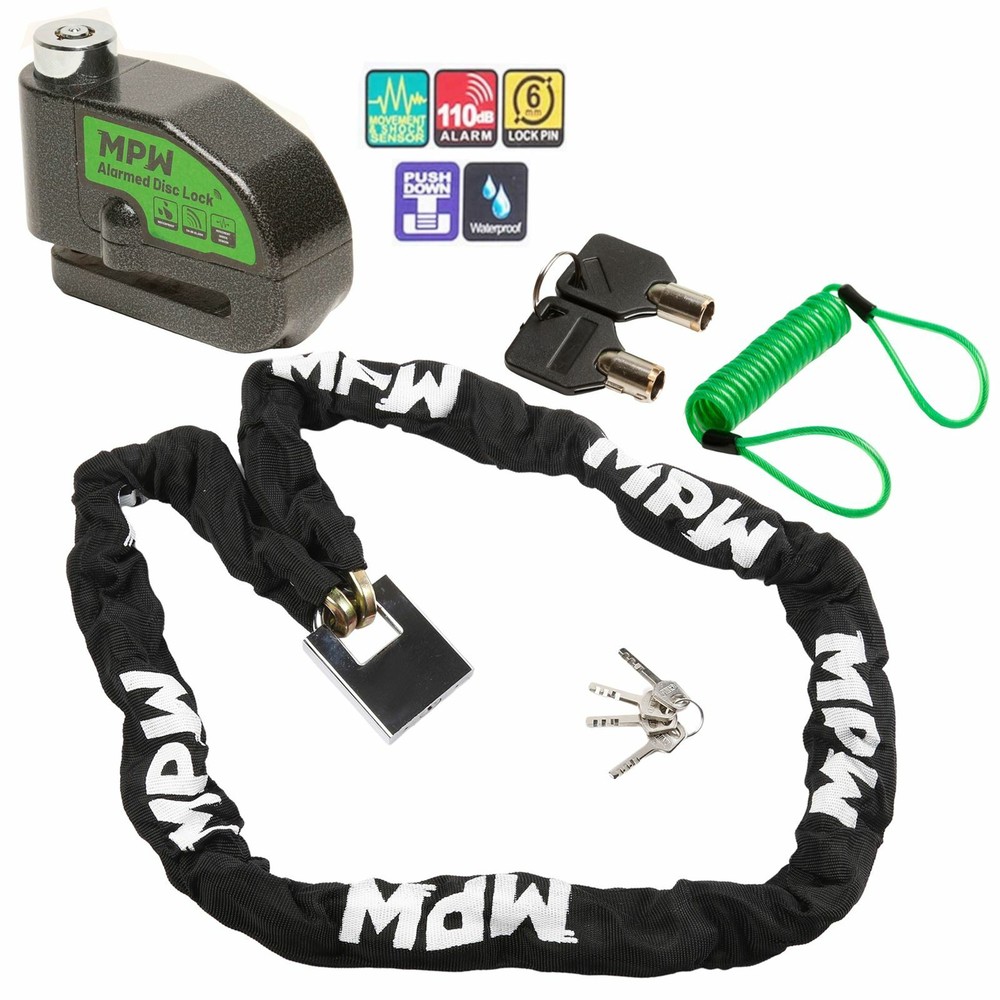Motorcycle Scooter Chain Lock & Disc Lock + Reminder for 1.5M